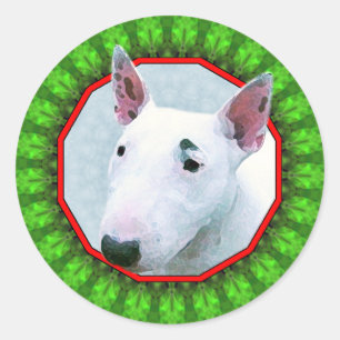 Sticker Rond Bul Terrier Howliday heureux