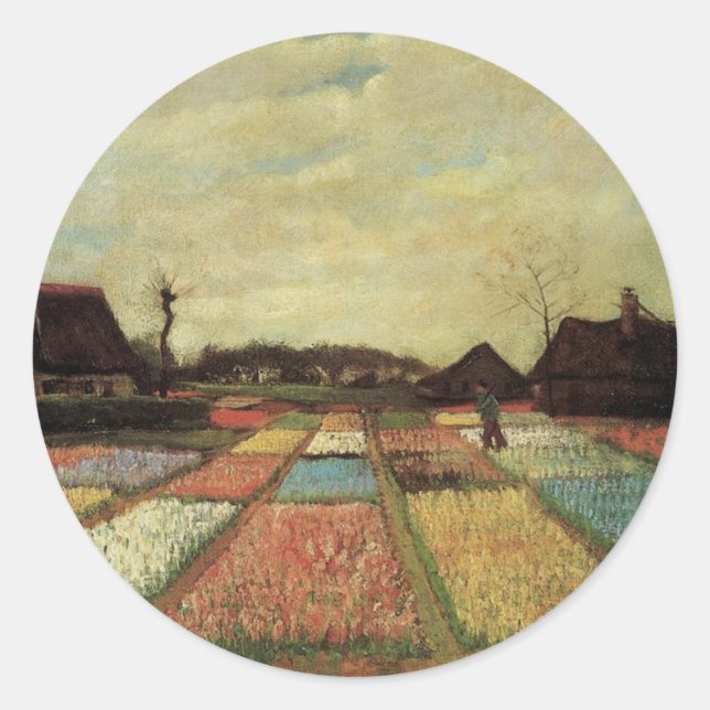 Sticker Rond Bulb Fields par Vincent van Gogh. (Devant)