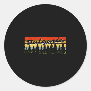 Sticker Rond Bulgaria forêt coucher de soleil arbres chalet vac