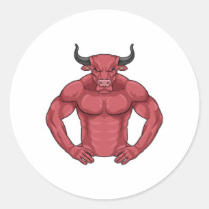 Sticker Rond Bull comme Bodybuilder extrême