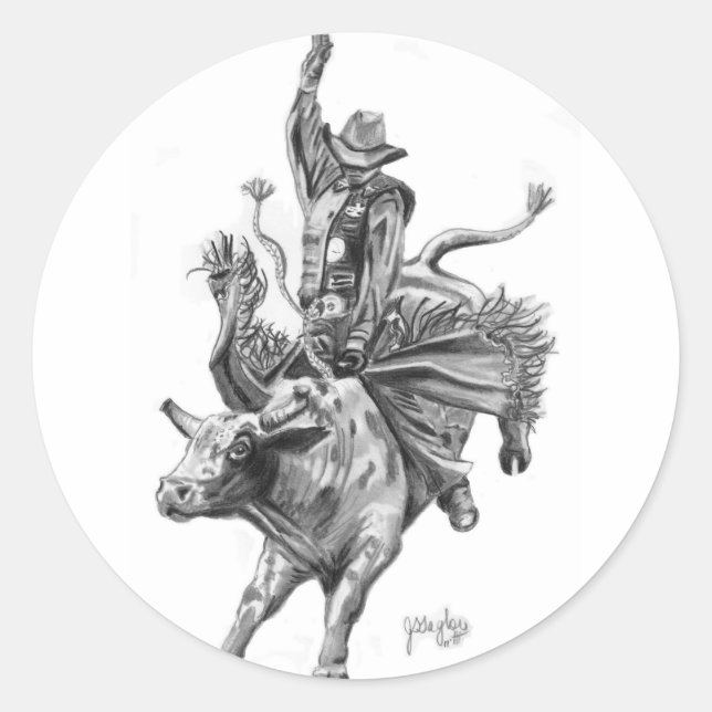 Sticker Rond Bull Rider (Devant)