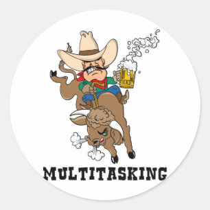 Sticker Rond Bull Rider multitâche