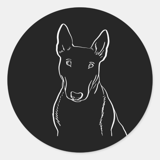 Sticker Rond Bull Terrier Chien ligne cadeau art (Devant)
