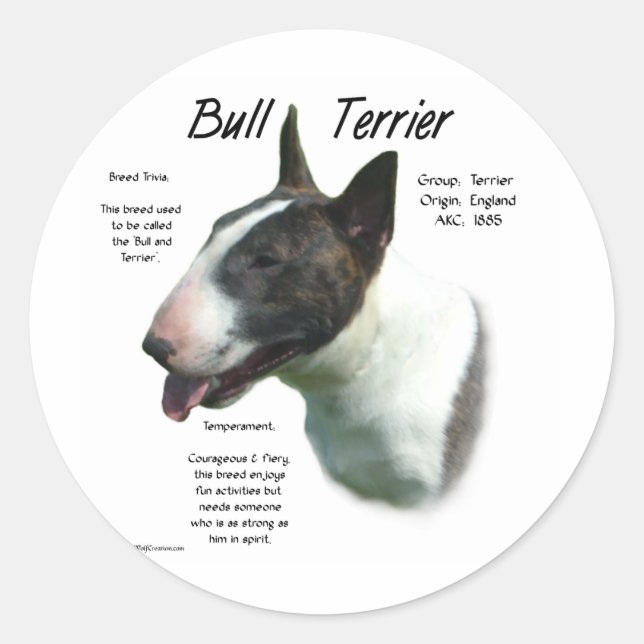 Sticker Rond Bull Terrier (couleur) (Devant)