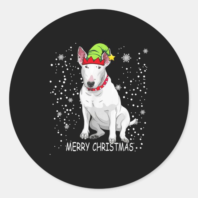 Sticker Rond Bull Terrier Dog Tree Christmas Sweater Xmas Dogs  (Devant)