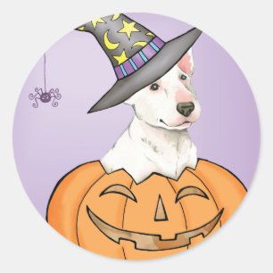 Sticker Rond Bull Terrier Halloween