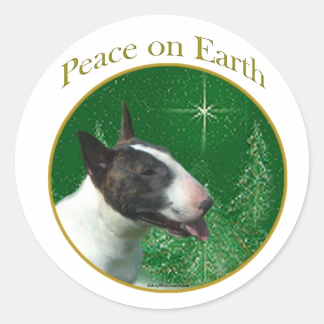 Sticker Rond Bull Terrier Peace (Devant)