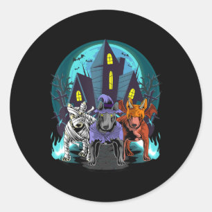 Sticker Rond Bull Terriers Mère Witch Devil Beagle Halloween