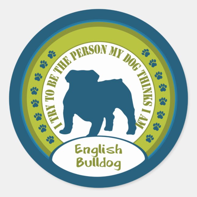 Sticker Rond Bulldog anglais (Devant)
