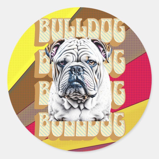 Sticker Rond Bulldog anglais avec police rétro (Devant)