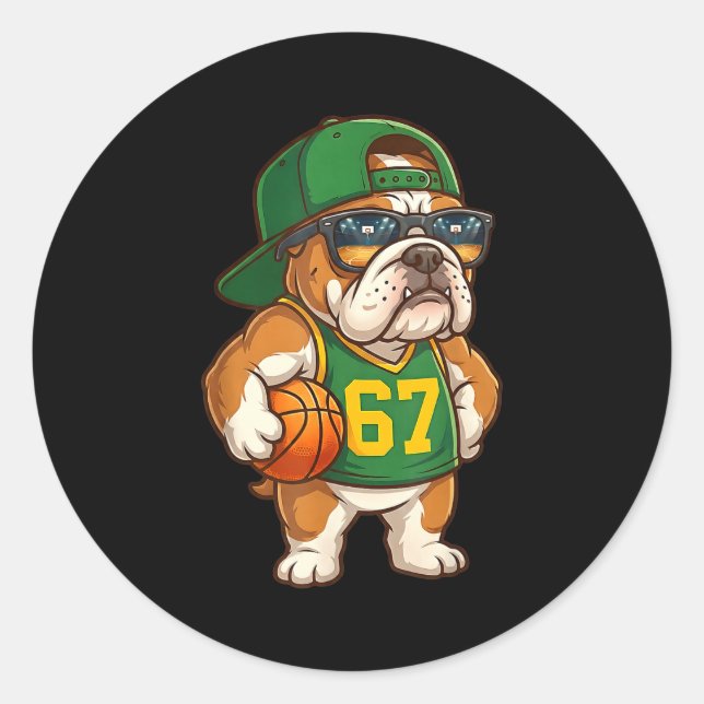 Sticker Rond Bulldog Basketball 67 Gen Alpha Slang Srts Dog Boy (Devant)
