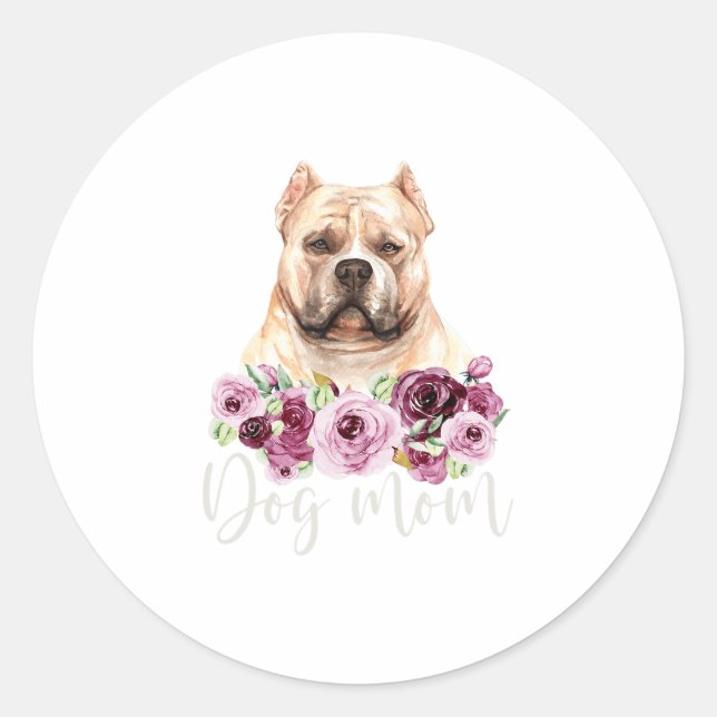 Sticker Rond Bulldog Chien Maman Floral Bully Mama (Devant)