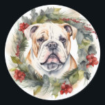 Sticker Rond Bulldog Christmas Wreath Festive Pup<br><div class="desc">Vous cherchez un cadeau de Noël parfait pour votre ami furry? Notre cadeau de Noël de chien est ce dont vous avez besoin! Avec un délicieux thème de Noël, c'est le cadeau idéal pour votre animal de compagnie bien-aimé. Que vous soyez une mère de chien, un père de chien ou...</div>