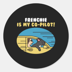Sticker Rond Bulldog Est Mon Copilote Chien