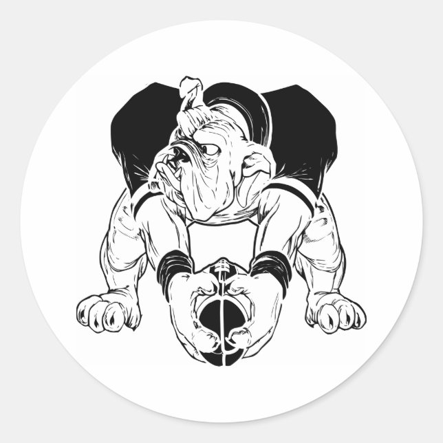 Sticker Rond Bulldog Football (Devant)