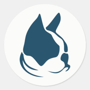 Sticker Rond bulldog français et un chat