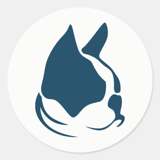 Sticker Rond bulldog français et un chat (Devant)