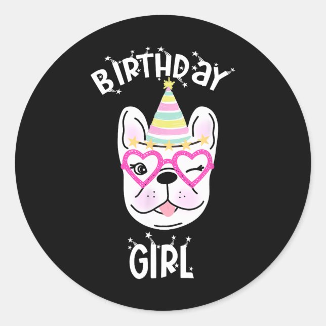 Sticker Rond Bulldog Frenchie Célébration Thème (Devant)