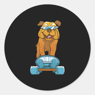 Sticker Rond Bulldog Fun Skateboard Français Bulldog Puppy Gif