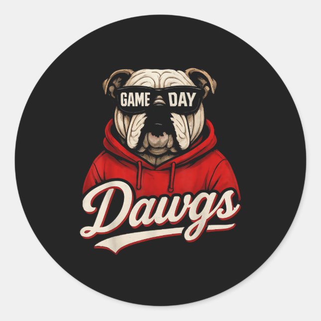 Sticker Rond Bulldog Graphic Dawgs Men Women Kid Boy Girl  (Devant)