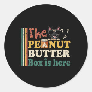 Sticker Rond Bulldog La boîte à beurre d'arachide est ici amusa