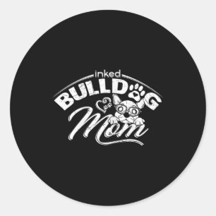 Sticker Rond Bulldog Maman Tattoos Vieux anglais Bulldog Maman