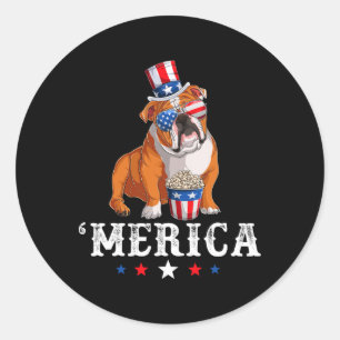 Sticker Rond Bulldog Men Femmes États-Unis drapeau anglais Bull
