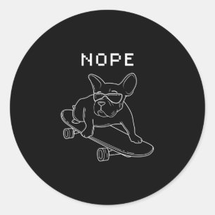 Sticker Rond Bulldog Nope À cheval Un Cool De Skateboard French