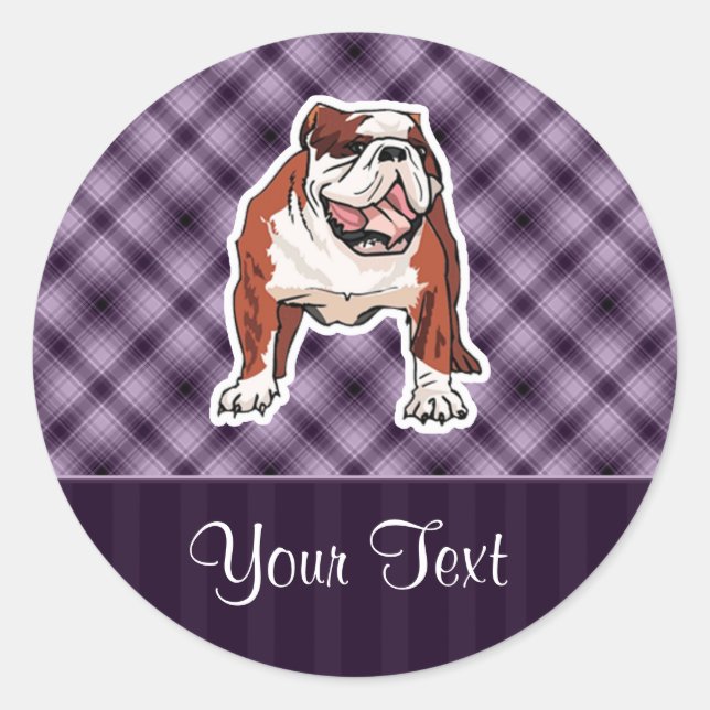 Sticker Rond Bulldog pourpre (Devant)