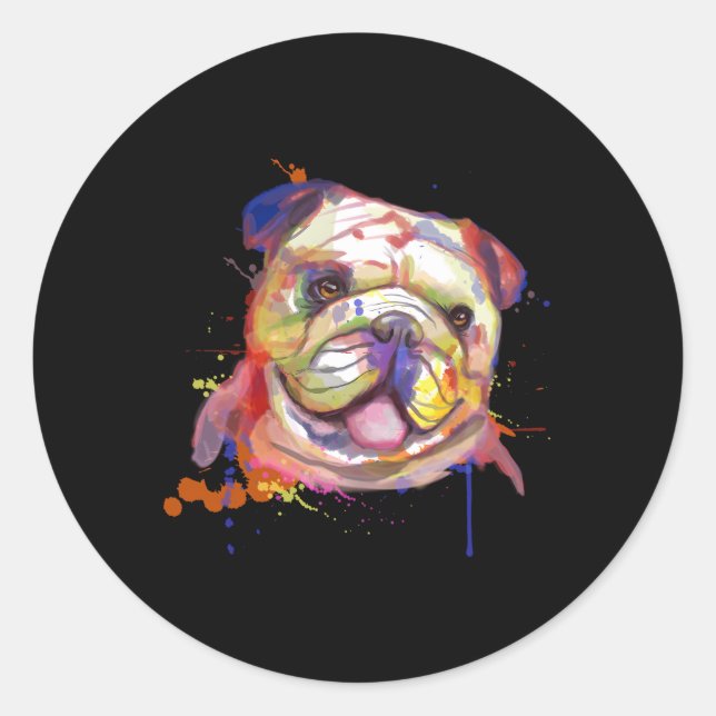 Sticker Rond Bulldog Splash anglais (Devant)