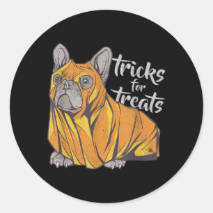 Sticker Rond Bulldog Tricks Pour Traiter Les Mignons Bulldogs H