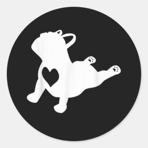 Sticker Rond Bulldog Yoga Pose Love Heart Workout