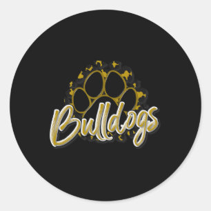 Sticker Rond Bulldogs Gold Black Cheetah School