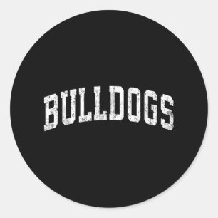Sticker Rond Bulldogs Mascot Sport sportif Vintage Nom Desig
