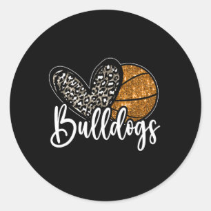 Sticker Rond Bulldogs Sketll Esprit Scolaire Mascotte Bulldogs