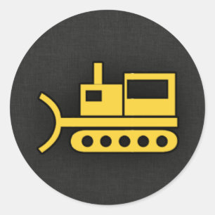 Sticker Rond Bulldozer jaune