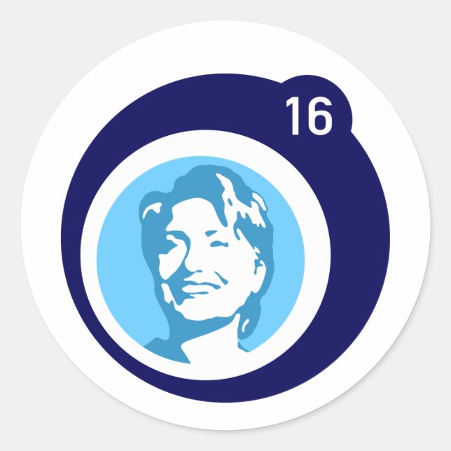 Sticker Rond bulle bleue d'hillary clinton (Devant)