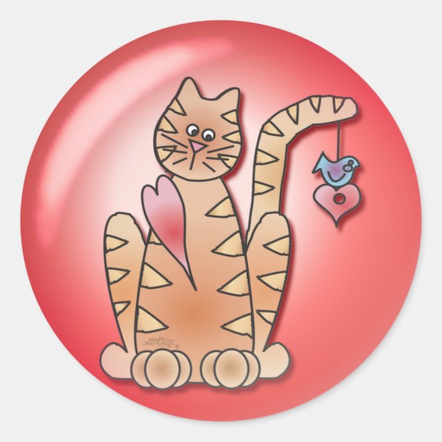 Sticker Rond BULLE CARDIAQUE CAT par SHARON SHARPE (Devant)