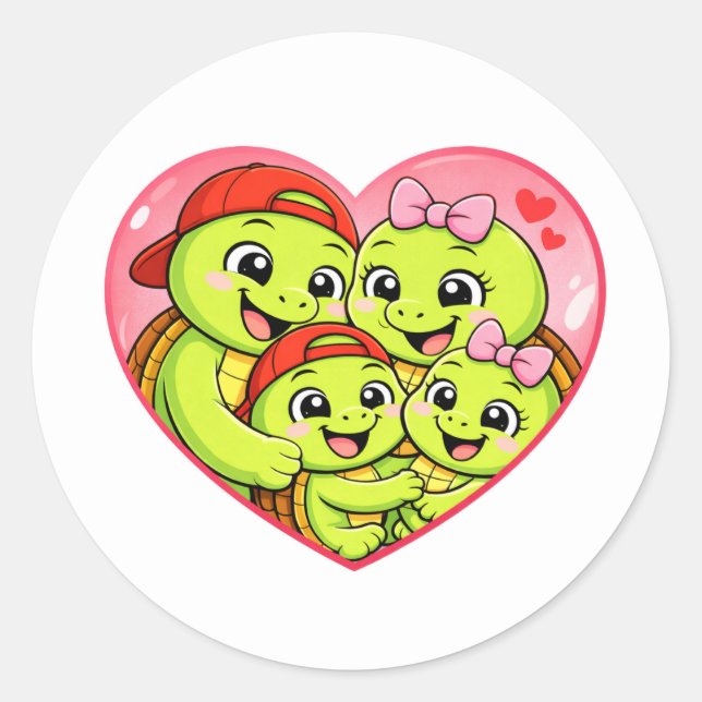 Sticker Rond Bulle d'amour familial (Devant)