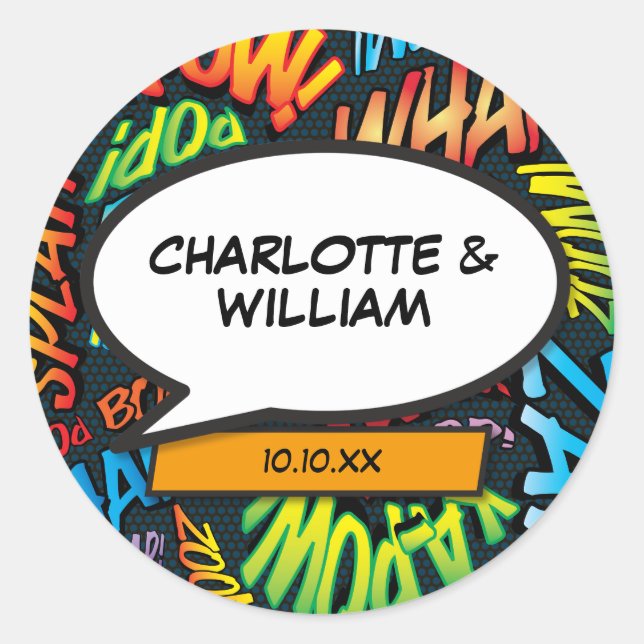 Sticker Rond Bulle de dialogue rétro de bande dessinée de super (Devant)