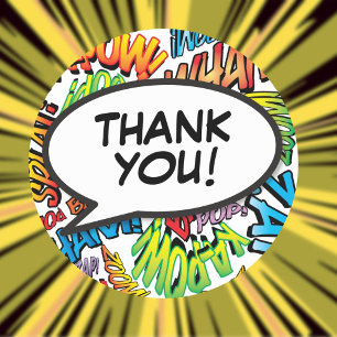 Sticker Rond Bulle de discours de remerciement de typographie c