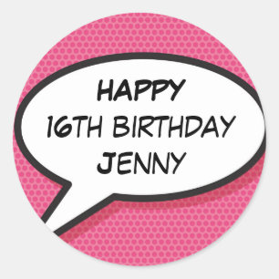 Sticker Rond Bulle de discours Joyeux Anniversaire Amusant Rétr