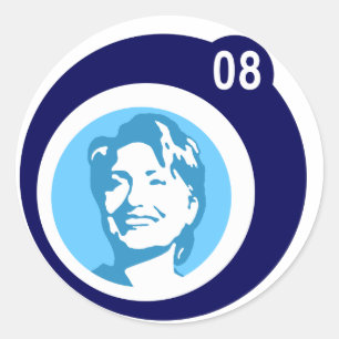 Sticker Rond bulles bleues de hillary Clinton 08.