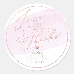 Sticker Rond Bulles de champagne rose, Merci d'aquarelle