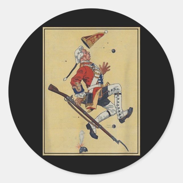 Sticker Rond Bulles de Dodges du soldat britannique Redcoat - A (Devant)