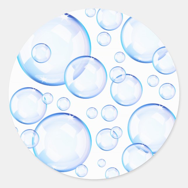 Sticker Rond Bulles de savon bleu transparent (Devant)