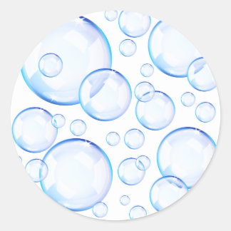 Sticker Rond Bulles de savon bleu transparent