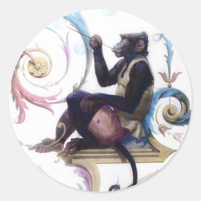 Sticker Rond Bulles de soufflage de singe (Devant)