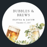 Sticker Rond Bulles et brasse Couples Douche<br><div class="desc">Bulles et brasse Couples Douche Classic Round Sticker</div>