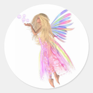 Sticker Rond Bulles roses Fée